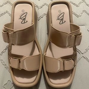 Tan Double Strap Sandals